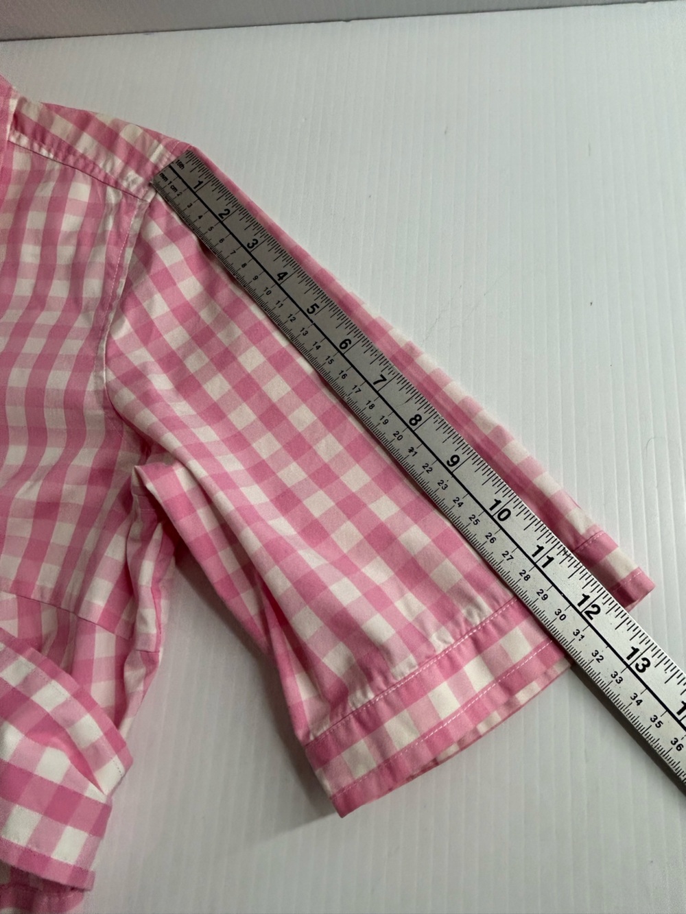 Pink & White Gingham button front belted summer dress 12 - Picture 12 of 13